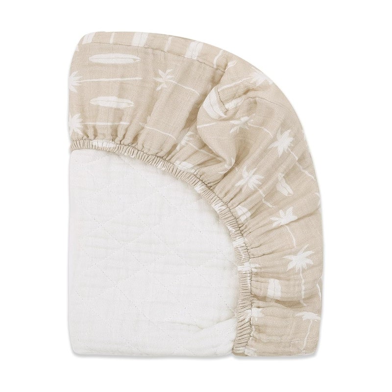 babyletto 100% Quilted Organic Cotton Changing Pad Cover, GOTS-Certified, Fitted 360°, Ultra-Soft and Breathable Muslin - Beach Bum - Image 5